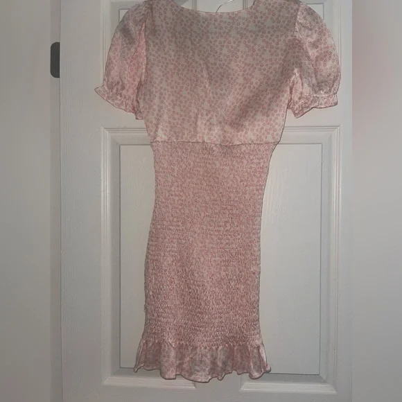 Zara Textured Floral Printed Smocked Mini Dress - Picture 6 of 6